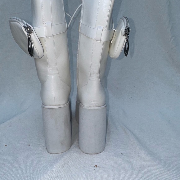 Nyla White Lace Up Pouch Platform Boots Women’s Size 7 - Picture 4 of 11